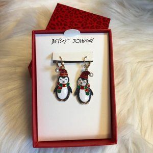 Betsey Johnson Holiday Penguin Earrings